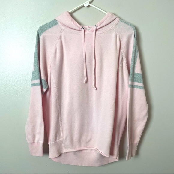 Athleta Oversized Boho Sweatshirt | Hooded w/ Ties | Size S | Pink & Gray - Picture 1 of 8